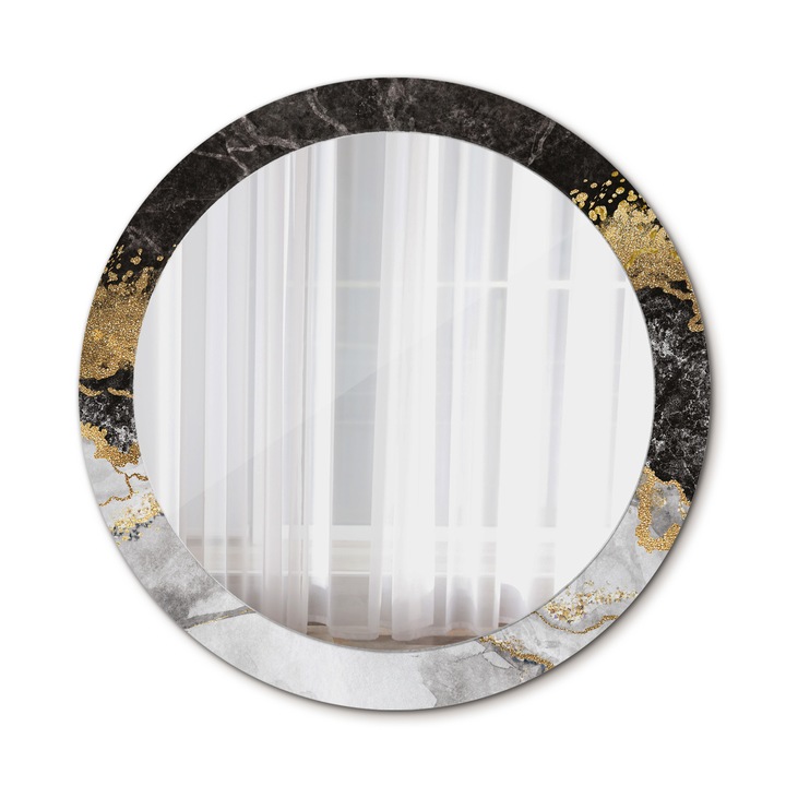 Oglinda de perete, Wallfluent, Marmura de mansarda, Rotunda, Auriu, Ø80 cm, 010090550110300020883