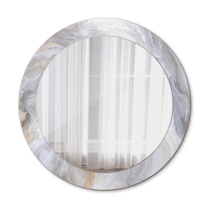 Fali tükör, Wallfluent, Absztrakt márvány, Kerek, Krém, Ø70 cm, 010090550100300019468