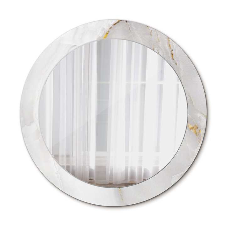 Fali tükör, Wallfluent, Fényes márvány, Kerek, Fehér, Ø70 cm, 010090550100300053829