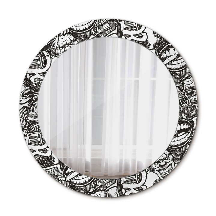 Fali tükör, Wallfluent, Graffiti Bohóc, Kerek, Többszínű, Ø70 cm, 010090550100300054118