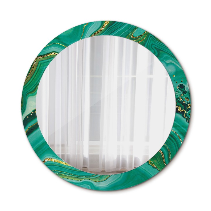 Fali tükör, Wallfluent, Achát márvány, Kerek, Arany, Ø80 cm, 010090550110300020894