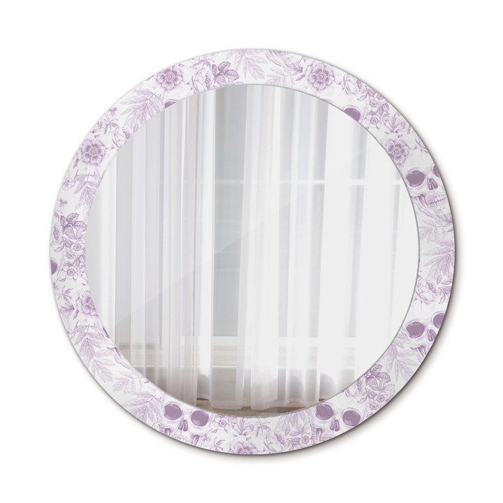 Fali tükör, Wallfluent, Koponyák, Kerek, Lila Kiss, Ø80 cm, 010090550110300012549