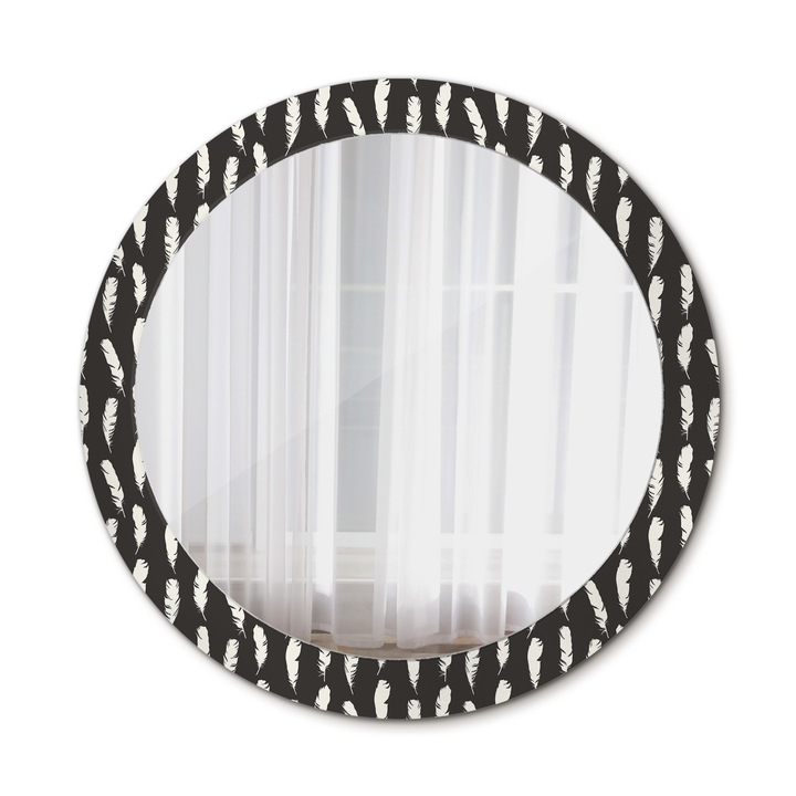 Fali tükör, Wallfluent, Toll, Kerek, Fekete, Ø80 cm, 010090550110300011636