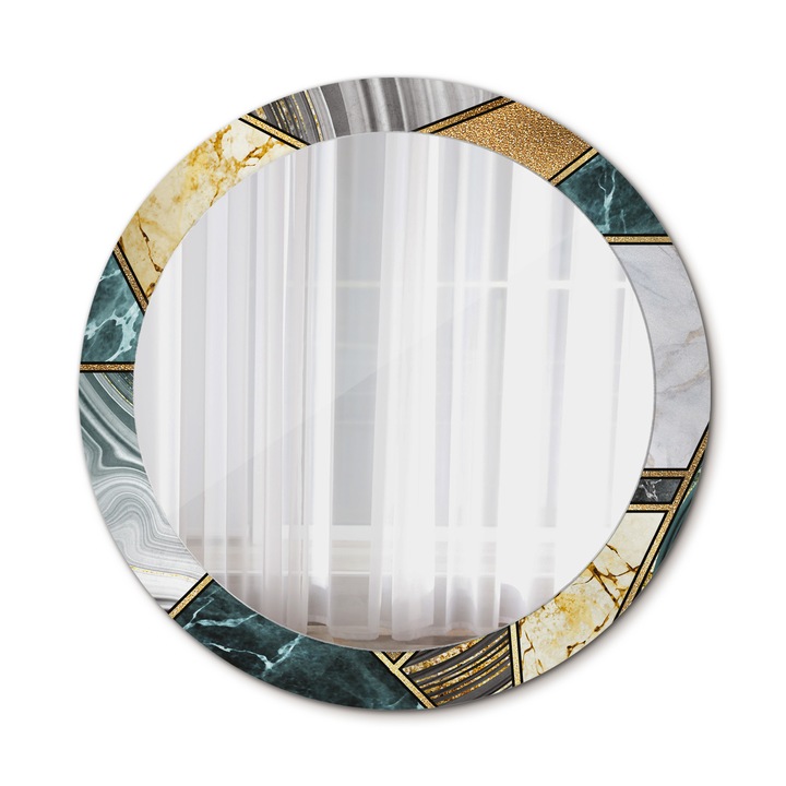 Fali tükör, Wallfluent, Márvány stílusú, Kerek, Arany, Ø80 cm, 010090550110300020897