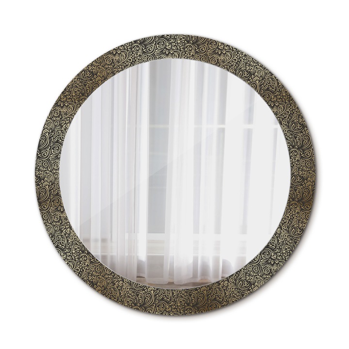 Fali tükör, Wallfluent, Flack dísz, Kerek, Sárga, Ø80 cm, 010090550110300072586