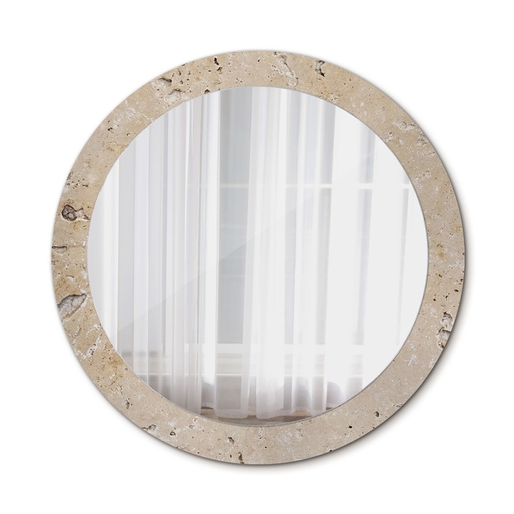 Fali tükör, Wallfluent, Kőutánzat, Kerek, Bézs, Ø80 cm, 010090550110300047118