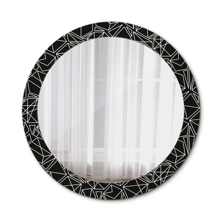 Oglinda de perete, Coloray, Model Geometric, Rotunda, Negru, rama, Ø80 cm, 010090550110300013019