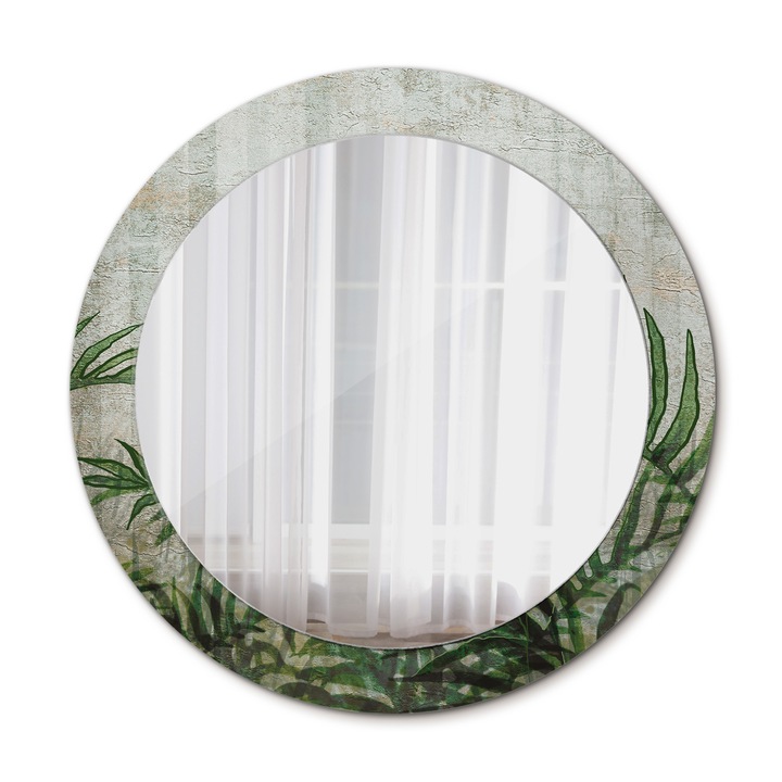 Fali tükör, Wallfluent, Páfránylevél, Kerek, Zöld, Ø70 cm, 010090550100300052985