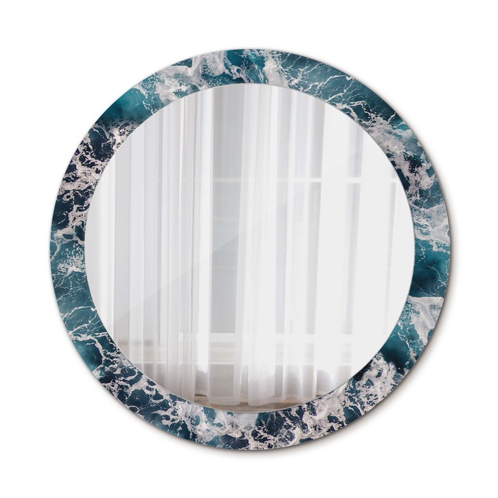 Fali tükör, Wallfluent, Viharos tenger, Kerek, Kék, Ø80 cm, 010090550110300072564