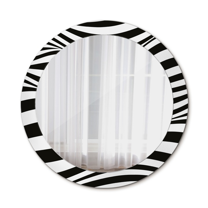 Fali tükör, Wallfluent, Absztrakt hullám, Kerek, Többszínű, Ø80 cm, 010090550110300030961