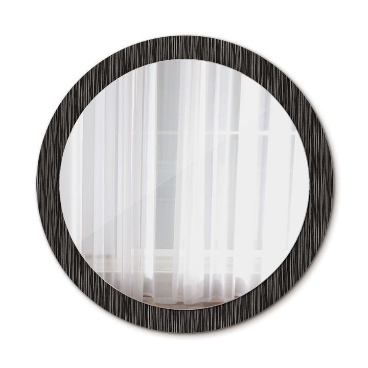 Fali tükör, Wallfluent, Absztrakció, Kerek, Fekete, Ø90 cm, 010090550120300013054