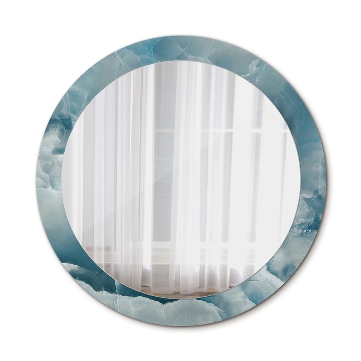 Fali tükör, Wallfluent, Márvány, Kerek, Kék, Ø80 cm, 010090550110300053849