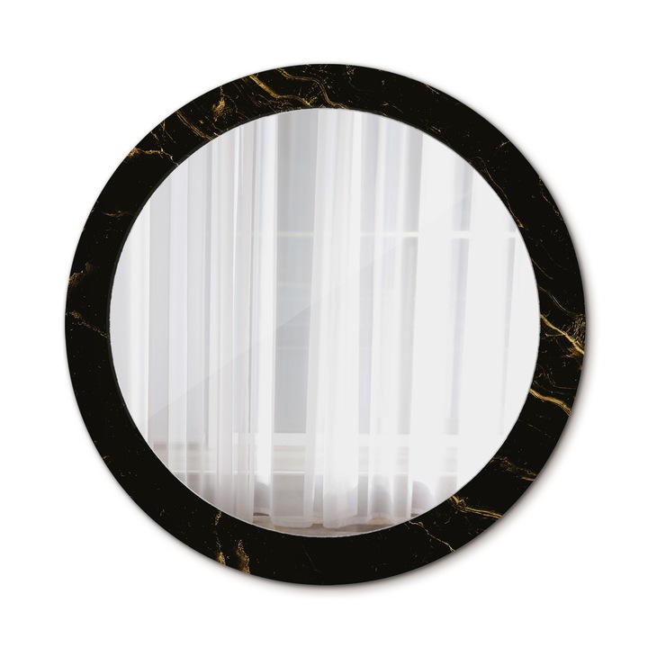 Oglinda de perete, Coloray, Marmura Neagra, Rotunda, Negru, rama, Ø80 cm, 010090550110300053842