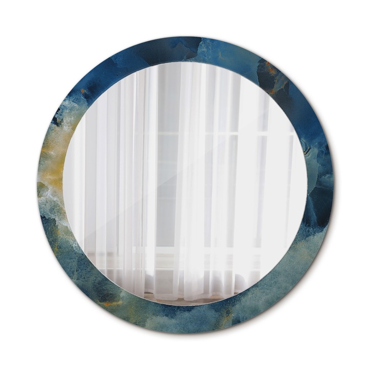 Fali tükör, Wallfluent, Márvány, Kerek, Kék, Ø80 cm, 010090550110300053863
