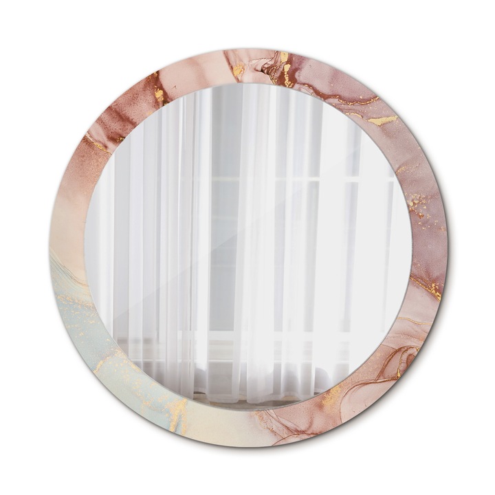 Fali tükör, Wallfluent, Fluid absztrakt, Kerek, Rózsaszín, Ø80 cm, 010090550110300072550