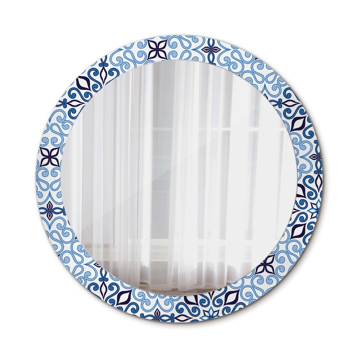 Fali tükör, Wallfluent, Arab mintás, Kerek, Kék, Ø80 cm, 010090550110300020935