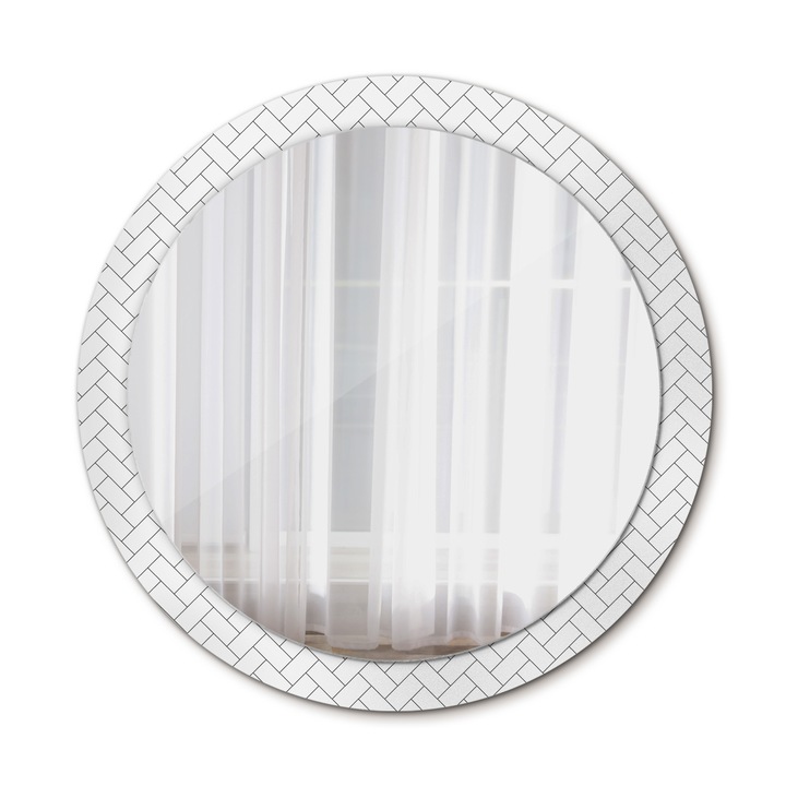 Fali tükör, Coloray, kerek, Halszálkás, kerettel, Fehér, Ø90 cm, 010090550120300020984