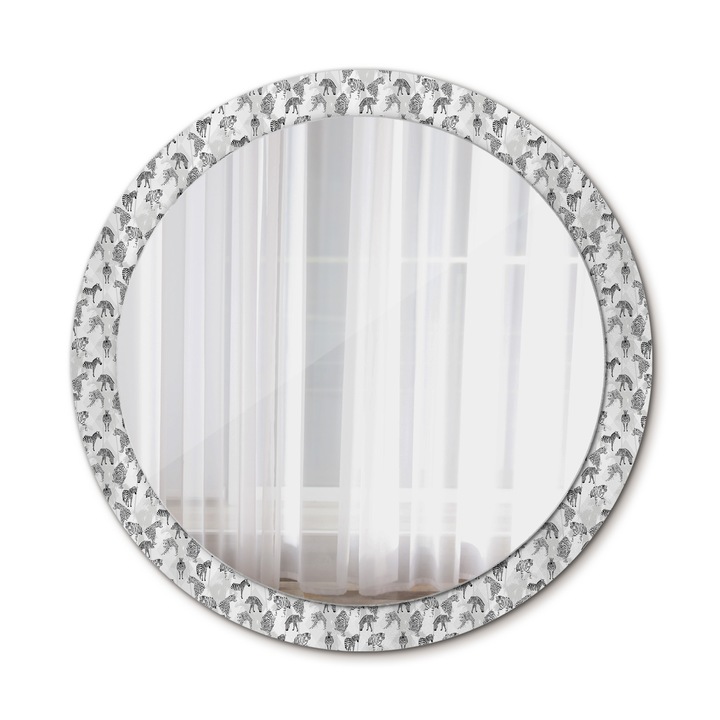 Fali tükör, Wallfluent, Trópusi tigris, Kerek, Többszínű, Ø90 cm, 010090550120300019161