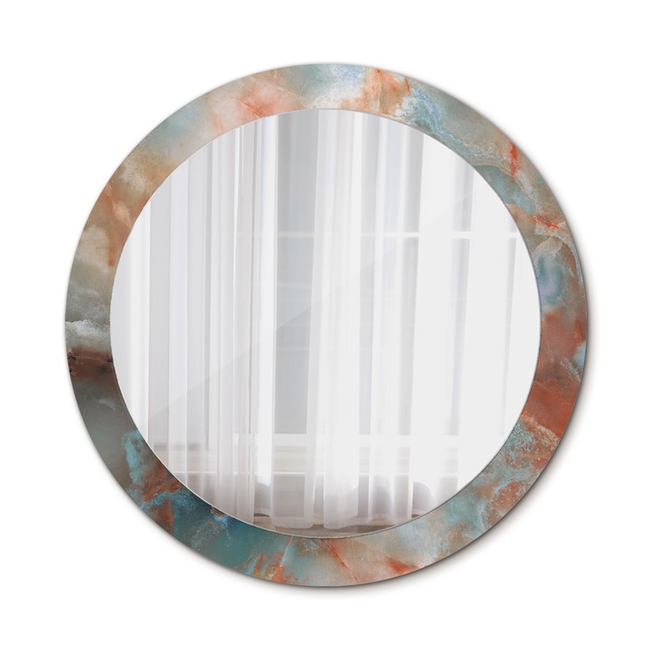 Oglinda de perete, Wallfluent, Marmura, Rotunda, Rosu, Ø80 cm, 010090550110300053865