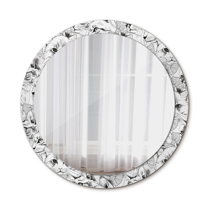Fali tükör, Wallfluent, Macskák, Kerek, Többszínű, Ø90 cm, 010090550120300011592