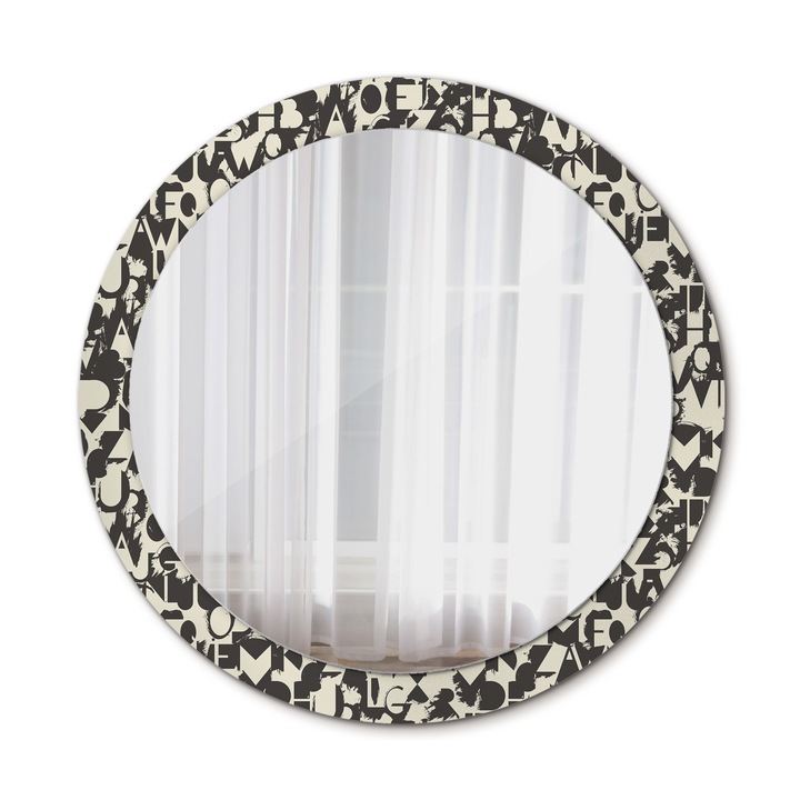 Fali tükör, Wallfluent, Betűk, Kerek, Bézs, Ø90 cm, 010090550120300072574