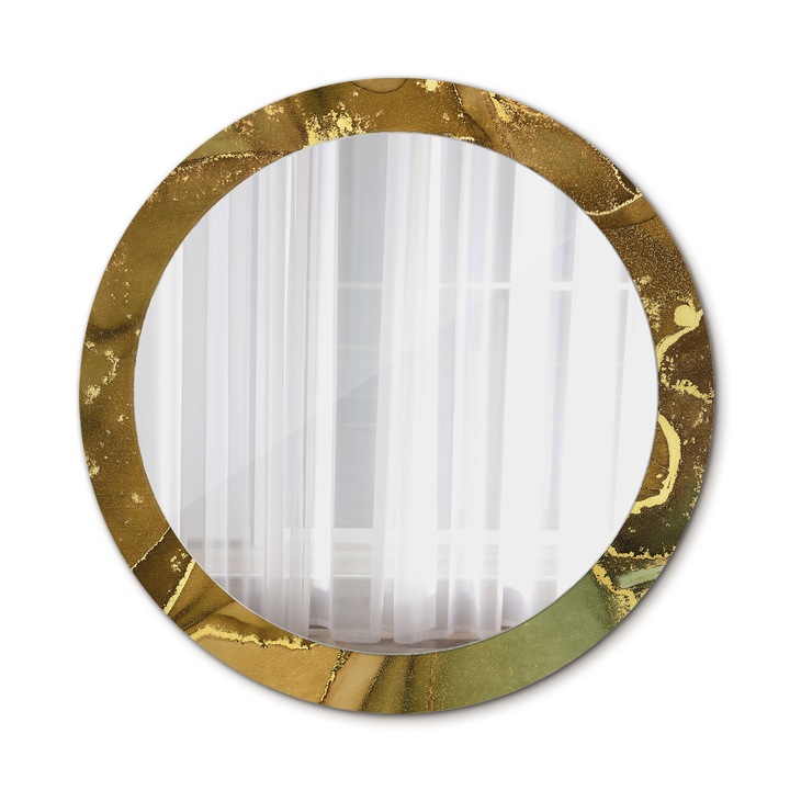 Oglinda de perete, Wallfluent, VORTICE METALICE, Rotunda, Auriu, Ø80 cm, 010090550110300053828