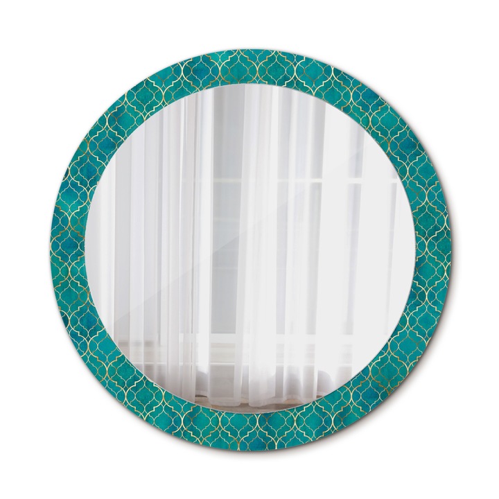 Oglinda de perete, Wallfluent, Compozitie de culoare, Rotunda, Turcoaz, Ø80 cm, 010090550110300072596