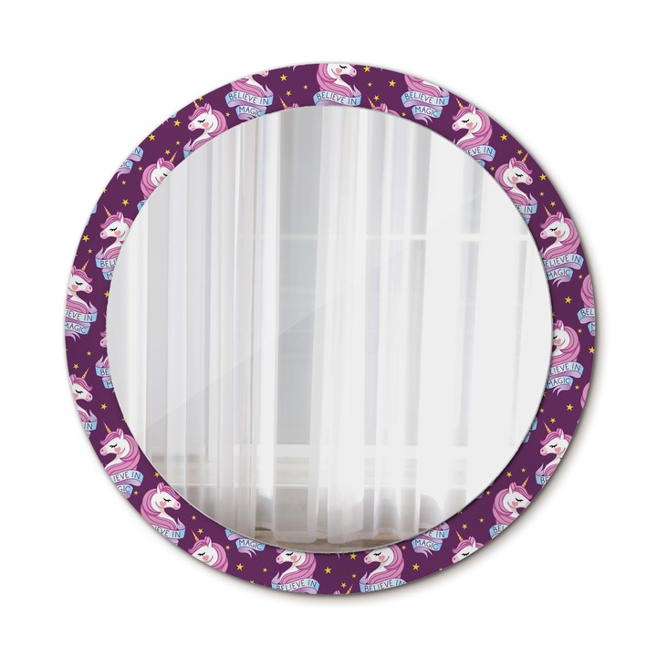 Fali tükör, Wallfluent, Star Unicorn, Kerek, Lila Kiss, Ø90 cm, 010090550120300054069