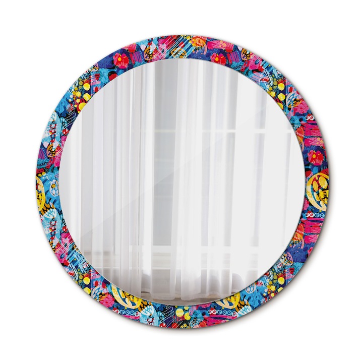 Fali tükör, Wallfluent, Scriburi, Kerek, Rózsaszín, Ø90 cm, 010090550120300072621