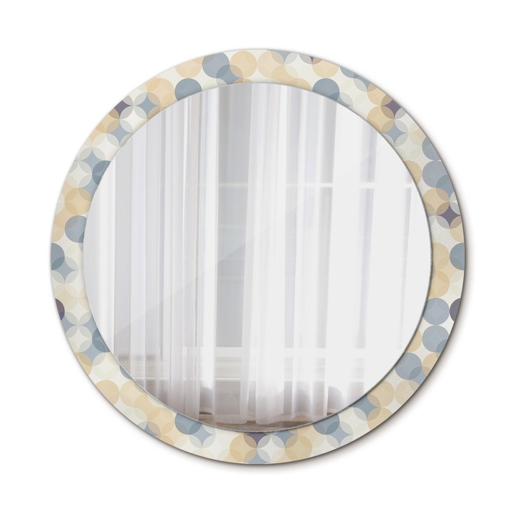 Fali tükör, Wallfluent, Geometrikus kerekek, Kerek, Bézs, Ø90 cm, 010090550120300029949