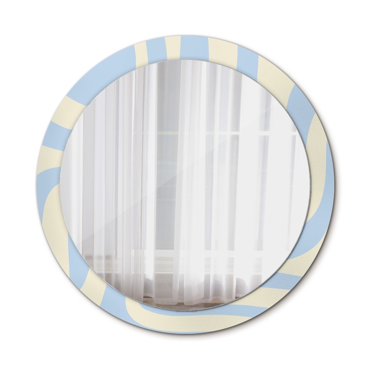 Fali tükör, Wallfluent, Absztrakt forma, Kerek, Bézs, Ø90 cm, 010090550120300072650