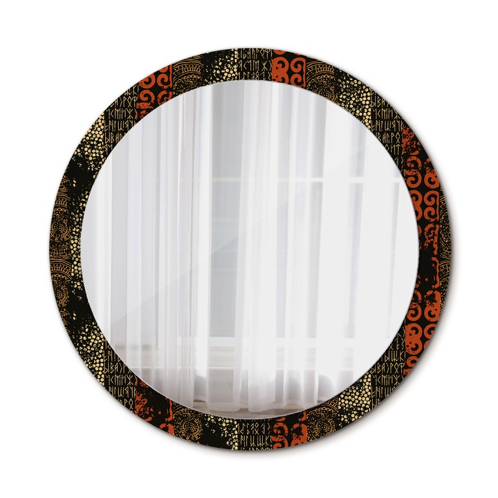 Fali tükör, Wallfluent, Grunge mintás, Kerek, Többszínű, Ø90 cm, 010090550120300072562