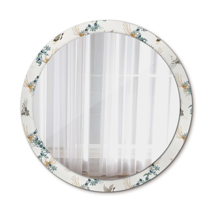 Fali tükör, Wallfluent, Kínai madarak, Kerek, Többszínű, Ø100 cm, 010090550130300011877