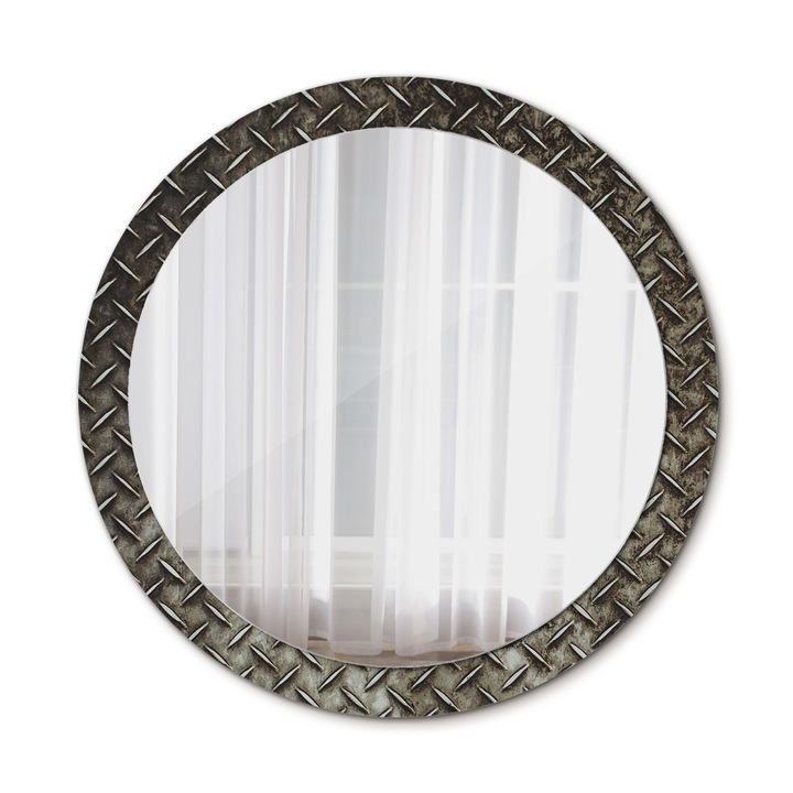 Fali tükör, Wallfluent, Acél textúra, Kerek, Ezüst, Ø90 cm, 010090550120300072569