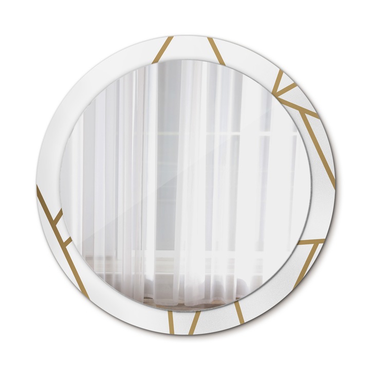 Fali tükör, Wallfluent, Lineáris kompozíció, Kerek, Arany, Ø90 cm, 010090550120300072587