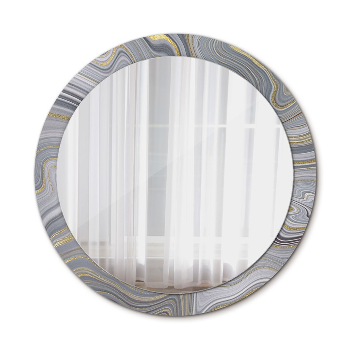 Fali tükör, Wallfluent, Márvány, Kerek, Szürke, Ø90 cm, 010090550120300020888
