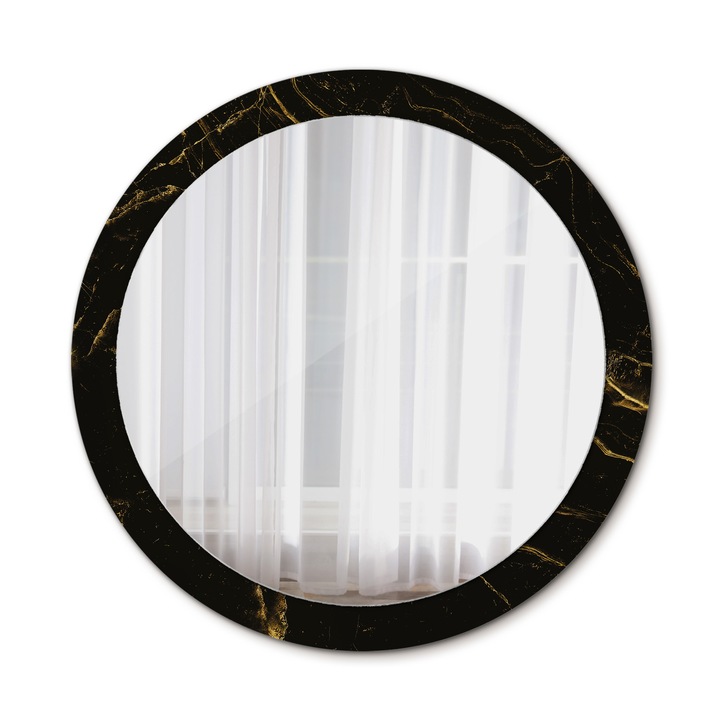 Oglinda de perete, Coloray, Marmura Neagra, Rotunda, Negru, rama, Ø90 cm, 010090550120300053842
