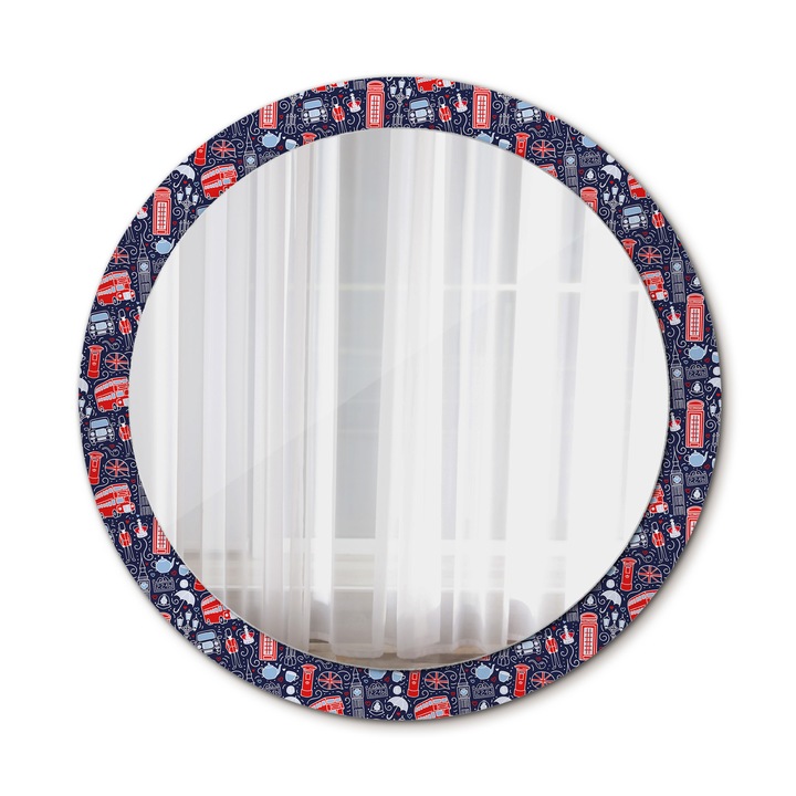 Fali tükör, Wallfluent, London, Kerek, Többszínű, Ø90 cm, 010090550120300072603
