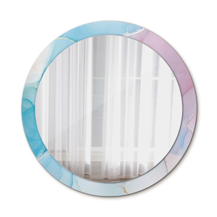 Fali tükör, Wallfluent, Márvány stílusú, Kerek, Kék, Ø90 cm, 010090550120300072600