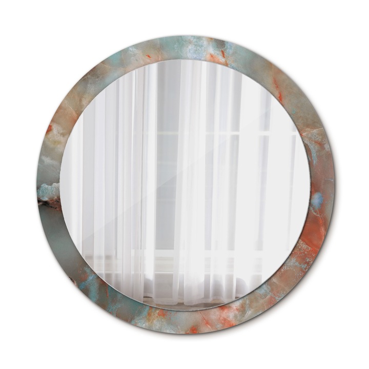 Oglinda de perete, Wallfluent, Marmura, Rotunda, Rosu, Ø90 cm, 010090550120300053865