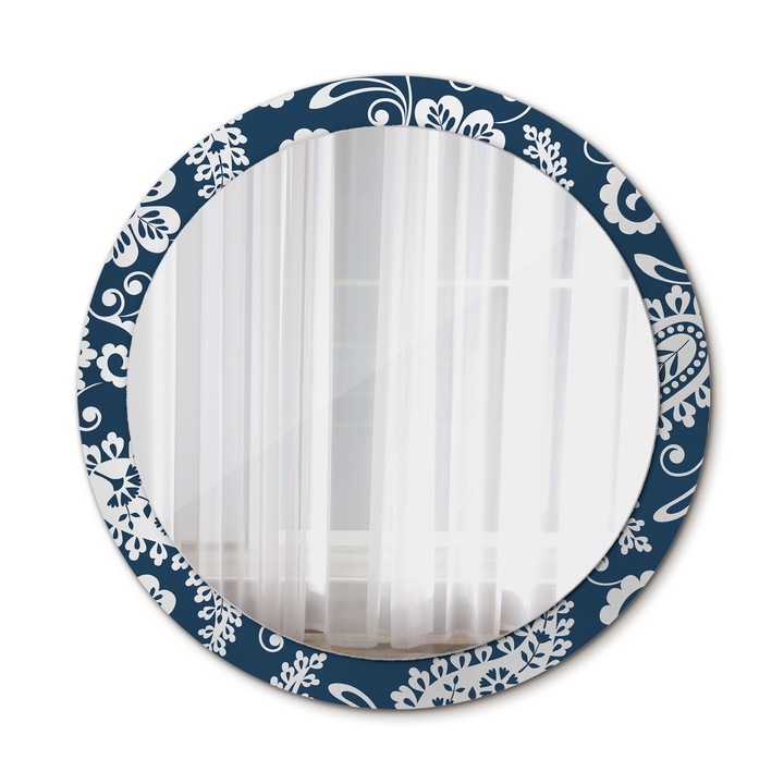 Oglinda de perete, Coloray, Compozitie Paisley, Rotunda, Negru, rama, Ø90 cm, 010090550120300072635