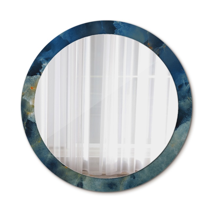 Fali tükör, Wallfluent, Márvány, Kerek, Kék, Ø90 cm, 010090550120300053863