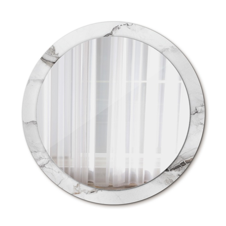 Fali tükör, Wallfluent, Márvány, Kerek, Fehér, Ø90 cm, 010090550120300053841