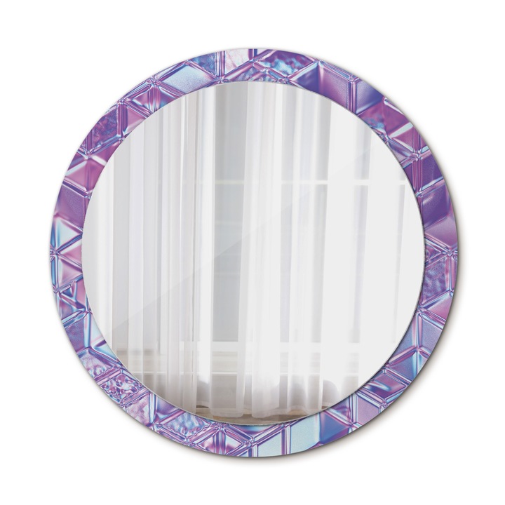 Fali tükör, Wallfluent, Kristály modell, Kerek, Lila Kiss, Ø90 cm, 010090550120300072657