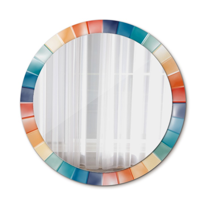 Fali tükör, Wallfluent, Tányérsugarak, Kerek, Többszínű, Ø90 cm, 010090550120300072658