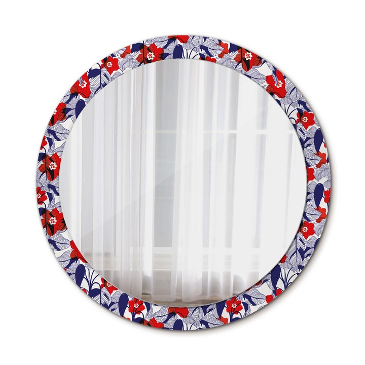 Fali tükör, Wallfluent, Philodendrons, Rotunda, Tengeri kék, Ø90 cm, 010090550120300072589