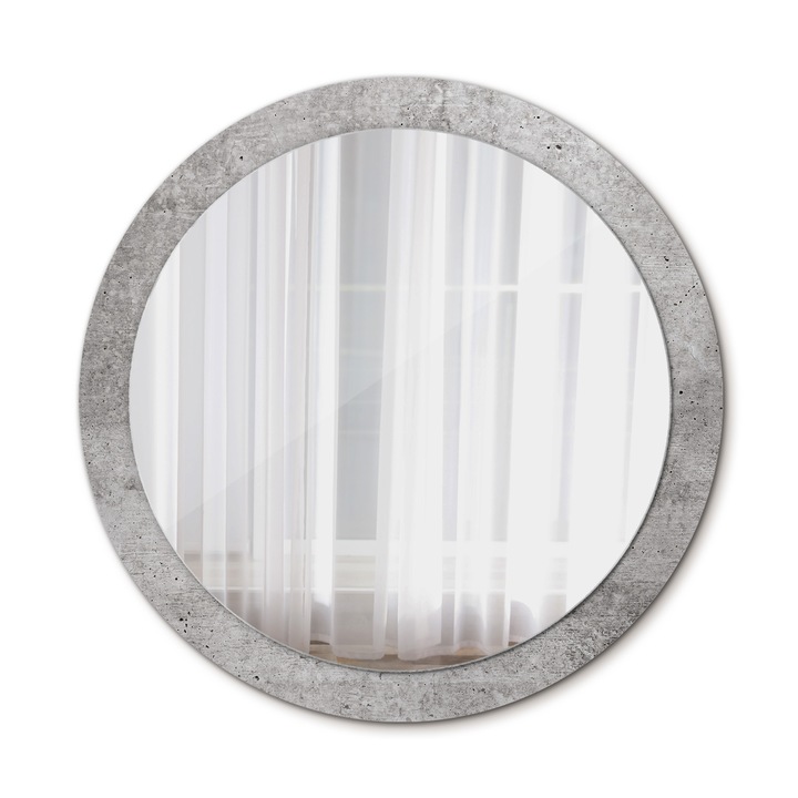 Fali tükör, Wallfluent, Beton, Kerek, Szürke, Ø90 cm, 010090550120300027807