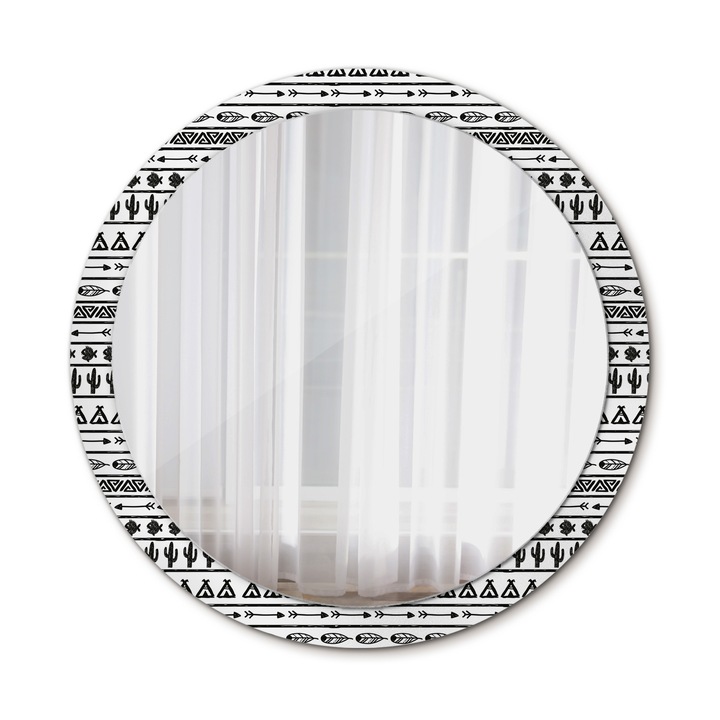 Fali tükör, Wallfluent, Boho minimalista, Kerek, Többszínű, Ø100 cm, 010090550130300012280