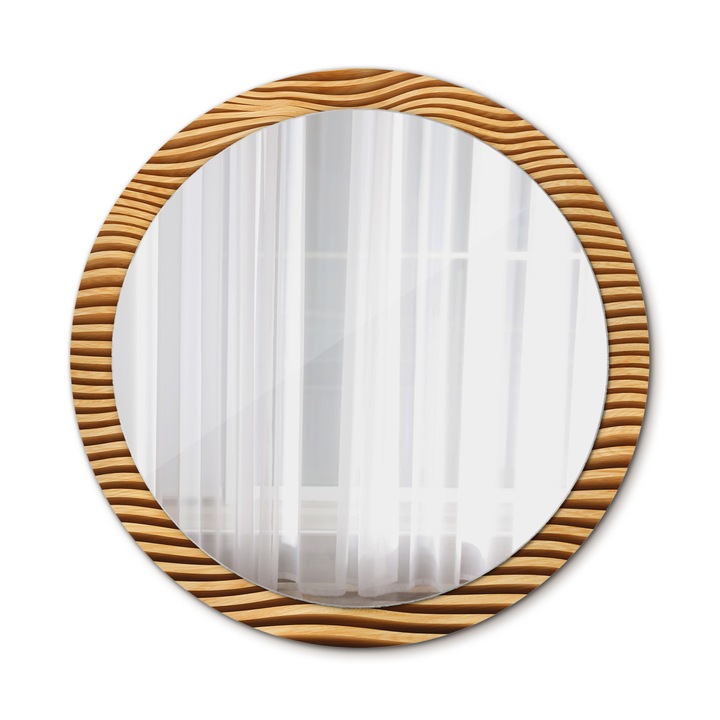 Огледало за стена, Coloray, Val de Lemn, кръгло, кафяво, рамка, Ø100 см, 010090550130300053759