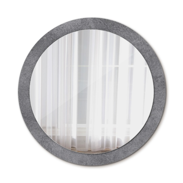 Огледало за стена, Coloray, текстура бетон, кръгло, сиво, рамка, Ø90 см, 010090550120300053874